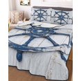 thumbnail image 3 of Quilts King Size, Retro Rudder Coastal Soft Comforter Bedding Set for Bed, Summer Beach Ocean Nautical Lightweight Quilted Bedspread with Pillow Cover(2 Pieces) for All Season, 96x106 Inch, 3 of 6