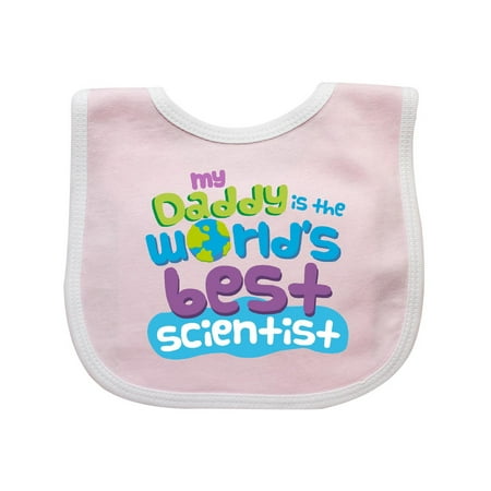 Daddy Worlds Best Scientist Baby Bib Pink/White One (Best Scientist In The World)