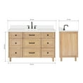 thumbnail image 5 of ARIEL Monroe 55 Inch Single Rectangle Sink Bathroom Vanity With Pure White Quartz Countertop 1.5 Inch Edge In Oak, 5 of 8
