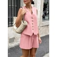 thumbnail image 3 of AURA Women V Neck Sleeveless Vest and Shorts Set Button Front Summer 2026 Casual Outfit S-XXL, 3 of 8