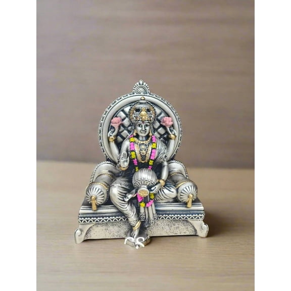 antique finish german silver lakshmi idol for home décor/ gift item