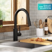 KRAUS Oletto Single Handle Pull Down Kitchen Faucet with QuickDock Top Mount Installation Assembly in Matte Black