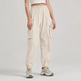 thumbnail image 2 of WILLBEST Pantalones Casuales para Mujer, Uso Diario, Color Sólido, 4 Bolsillos, Cintura Elástica, Pantalones Largos, Diseño Cargo para Mayor Comodidad y Estilo. Extra Grande, 2 of 9