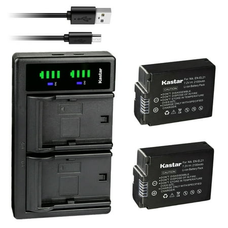 Image of Kastar 2-Pack Battery and LTD2 USB Charger Compatible with Nikon EN-EL21 ENEL21 Battery Nikon MH-28 MH28 Charger Nikon 1 V2 Digital Camera Nikon 1V2 Digital Camera