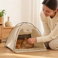 thumbnail image 6 of Portable Pet Tent for Cats and Small Dogs, Water-Resistant, with Cushion, Beige, 15.75x15.75x15.75in, 6 of 6