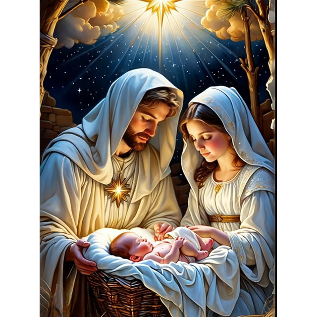 Religion Picture Rhinestones Embroidery Portrait FullRound New Arrival Mosaic Handmade Gift, 40*50cm, frame not included.,129-AB
