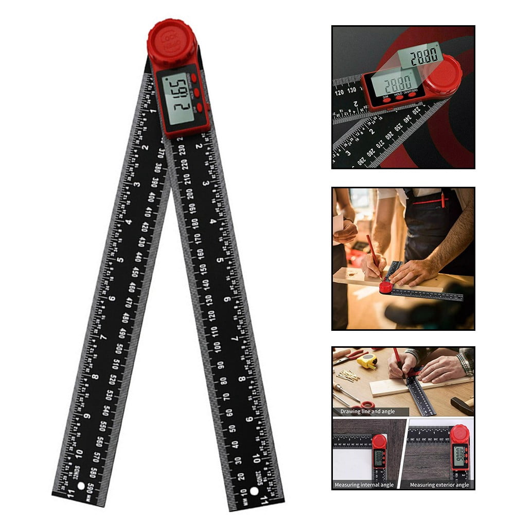 Digital Angle Finder, Angle Protractor Ruler 300mm Carbon Fiber Plastic Tools