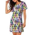 thumbnail image 2 of Balery Llamas Colorful Camisón de manga corta con cuello redondo para mujer, cómodo y elegante., 2 of 6