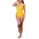 thumbnail image 2 of INSPIRAR CHIC Bikini Monokini de Cuello en V Profundo con Lazo Cruzado en la Espalda 1 Pieza Control de Abdomen Corte Alto Trajes de Baño Amarillo Grande, 2 of 5