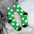 thumbnail image 5 of Pofeuu Green And White Polka Dot Print Crew Socks, Adult Running Hiking Socks for Youth and Adult, 5 of 6