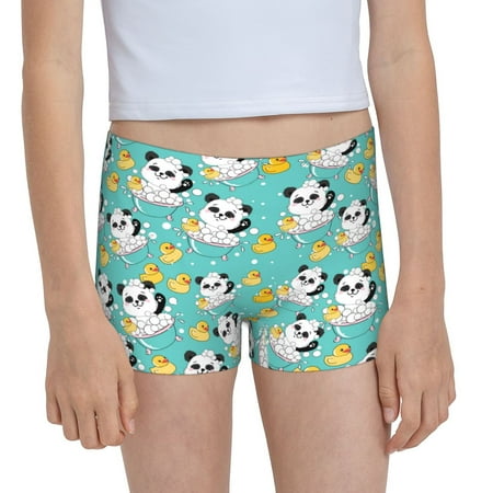Pofeuu Panda Bathing In The Bath Print Soft Cotton Girls Boyshort panties Toddler Underwear-Small
