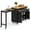 Black with Dining Table, variant on Noelse Kitchen Island with Storage, Island Table for Kitchen with Drop Leaf, 5 Wheels, Interal Storage Rack, a Drawer, Spicy Rack and Towel Bar, White
