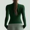 thumbnail image 4 of Womens Slim Fitted Mock Turtleneck Tops Long Sleeve Lightweight Base Layer Shirts Dark Green M, 4 of 5