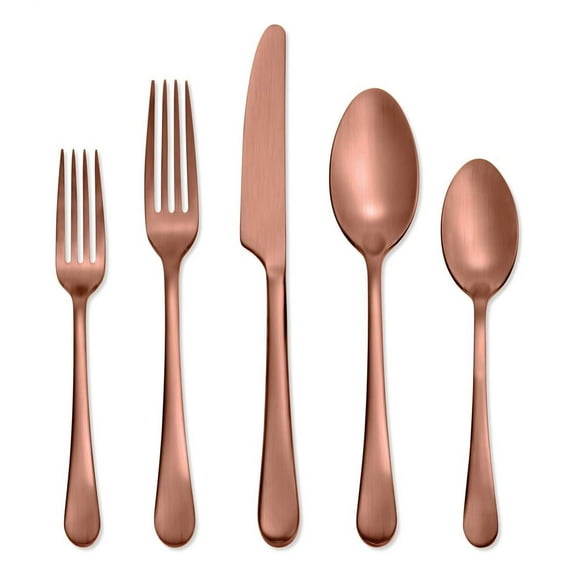 5-Pc Satin Flatware Set in Copper