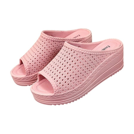 

Qufokar Supportive Slippers for Women Leopard Slide Slippers for Women Women s Summer Thick Bottom Slope Heel Comfortable Hollow Sandals Mesh Outer Wear Muffin Bottom Beach Shoes Ballerina Slippers f