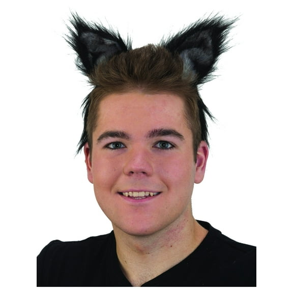 Black Furry Cat Ears Headband Costume Accessory