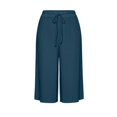 thumbnail image 4 of Costeam Womens Crinkle Textured Capri Culotte Pants Drawstring Elastic High Waist Dual Side Pockets Lightweight Solid Color Loose Casual Cropped Trousers, 4 of 7