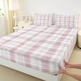thumbnail image 3 of Manfei Geometric Plaid 4pcs Bed Sheets for Teens Female Men,Retro Grid King Sheets,Vintage Buffalo Super Cozy Sheet Set,Ultra Soft Home Decor, 3 of 7
