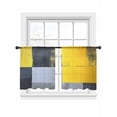 thumbnail image 2 of Abstract Street Art Sheer Curtains 54 Inches Long 2 Panels Grey Yellow Color Stitching Light Filtering Semi Sheer Window Curtains Drapes for Bedroom Living Room 52"x54", 2 of 7