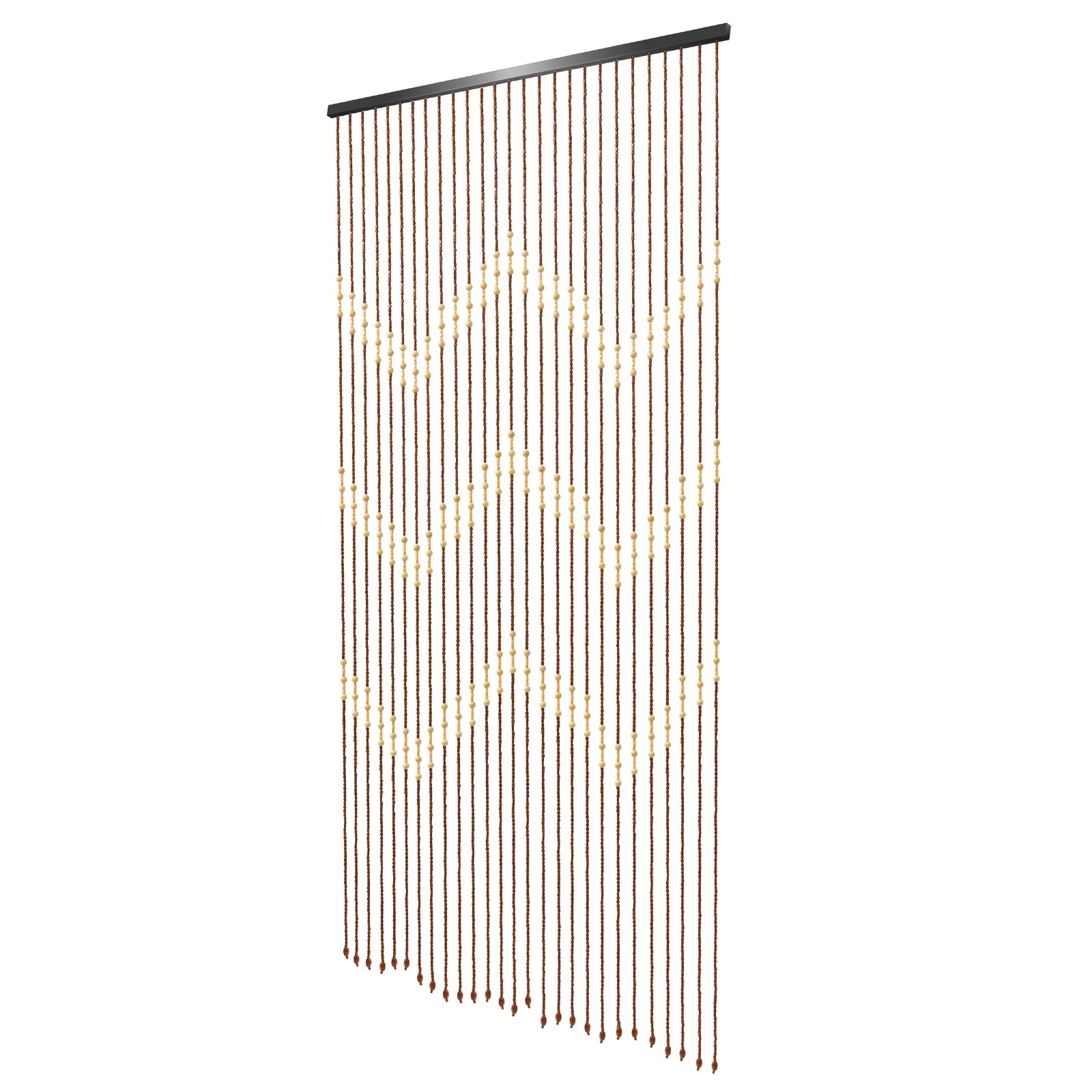 Retro Wooden Bead Curtain Bamboo String Door Curtains with Solid Crossbar Door-mounted Foldable Beaded Fit for Doorway in Living room Balcony Bedroom Coffee Shop Caravans