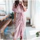 thumbnail image 1 of Elegant Women Dresses 2023 Summer Fashion Printed Short Sleeve Shirt Dress Vintage Waist Tie-up Button Bandage Long Dress RobeS Gao Jinjia LED, 1 of 2