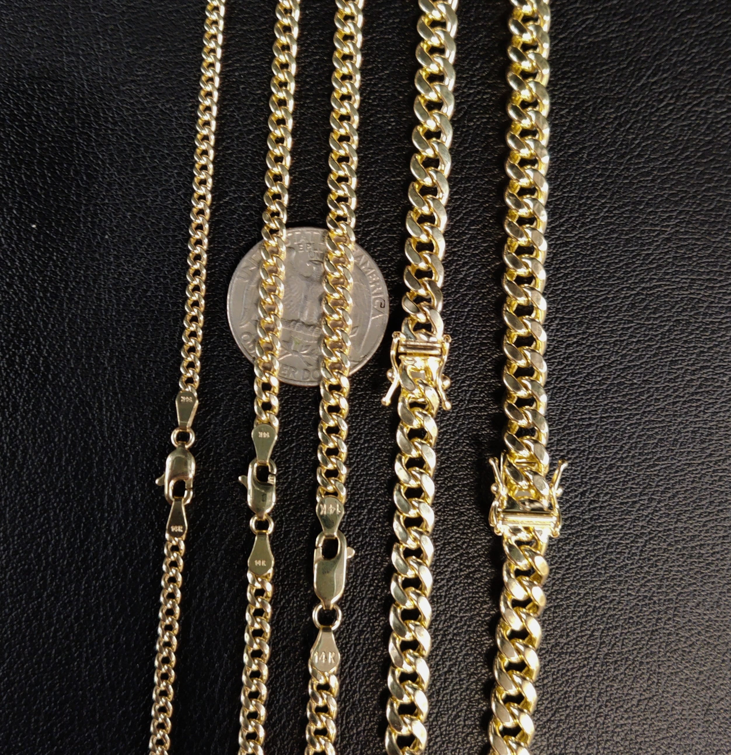14k Real Gold Miami Cuban Link Chain Necklace 2mm - 6.8mm Inches Real 14K Yellow Gold,Man Gold Chain,Ladies Gold Chain, 14k Gold Chain (Width:6.2mm; Necklace length:26;)
