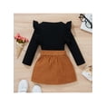 thumbnail image 4 of xiaxaixu Kid Girl Clothes Set, Ribbed O-Neck Pullover + Buttons Decor Skirt, 4 of 10