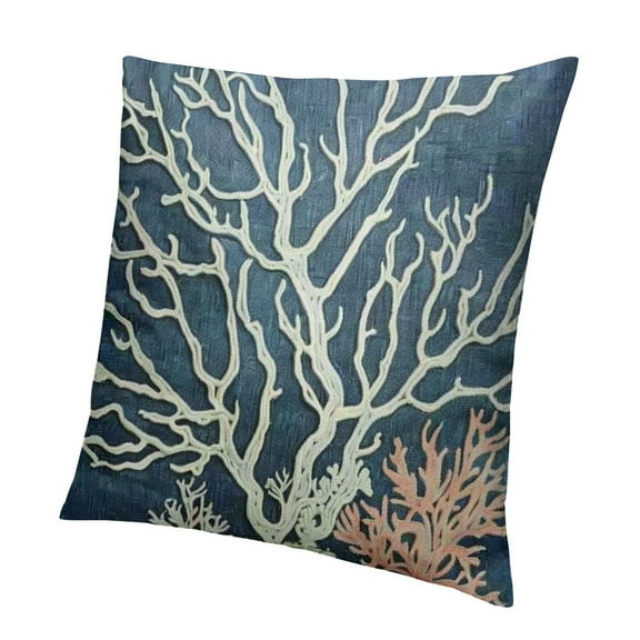 Coastal Coral Pillow Covers Nautical Beach Ocean Theme Sea Print Decorative Throw Pillows Outdoor Summer Pillow Cases for Couch Sofa Bed Decor