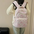 thumbnail image 6 of Resicozy Floral Backpack Cute Backpacks for Women Casual Aesthetic Quilted Backpacks Cute Backpack Set with Lunch Box Pink, 6 of 7