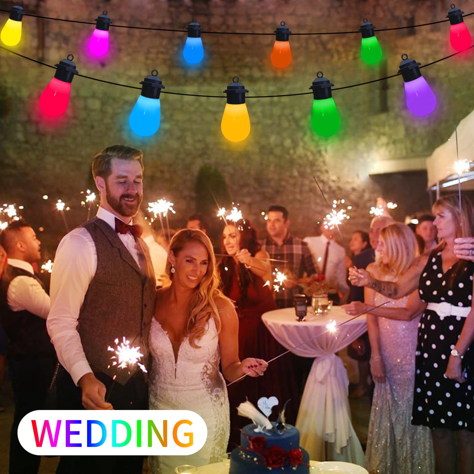 String Lights Outdoor Waterproof 32ft 15 Bulbs Smart S14 USB Operated APP Controlled Patio Lights Color Changing Christmas Decorations Garden Decor Lights