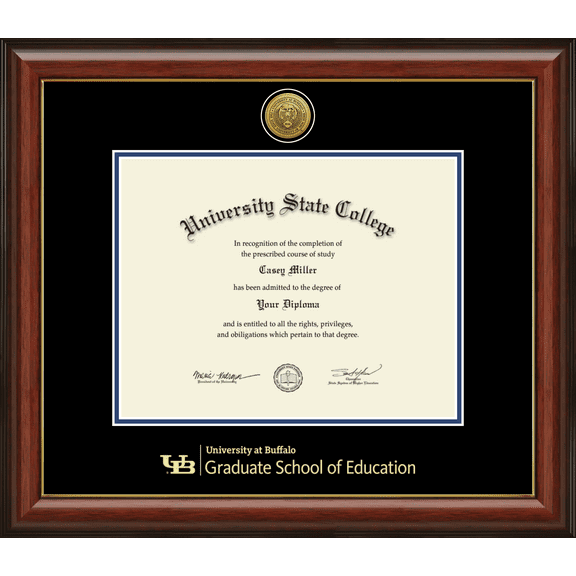 University at Buffalo Graduate School of Education Diploma Frame, Document Size 12.5" x 9.75"