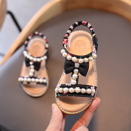 

〖Roliyen〗Girls Sandals Crystal Baby Boeknot Infant Pearl Princess Summer Kids Sandals Girls Shoes Baby Shoes