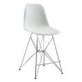 thumbnail image 4 of zuo modern 100582 zip counter chair, white, molded scoop seat in abs plastic, architectural base is made of steel with a polished chrome finish, dimensions 19"w x 39"h x 20.3"l, 4 of 5