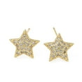 thumbnail image 4 of Star Brass Micro Pave Clear Cubic Zirconia Stud Earrings Lead Free & Cadmium Free Long-Lasting Plated Real 18K golden Plated 12.5x13.5mm Brass, 4 of 5