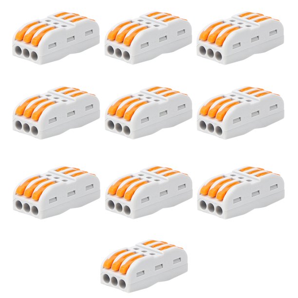 10 conectores de terminal de cableado tipo prensa de soldadura 3P para cable de 28-14 AWG
