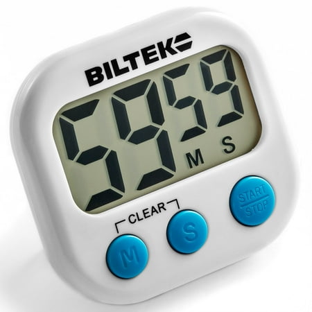 Big Game Timer - Biltek Digital Kitchen Timer Big Digits Loud Alarm Magnetic Backing Stand White
