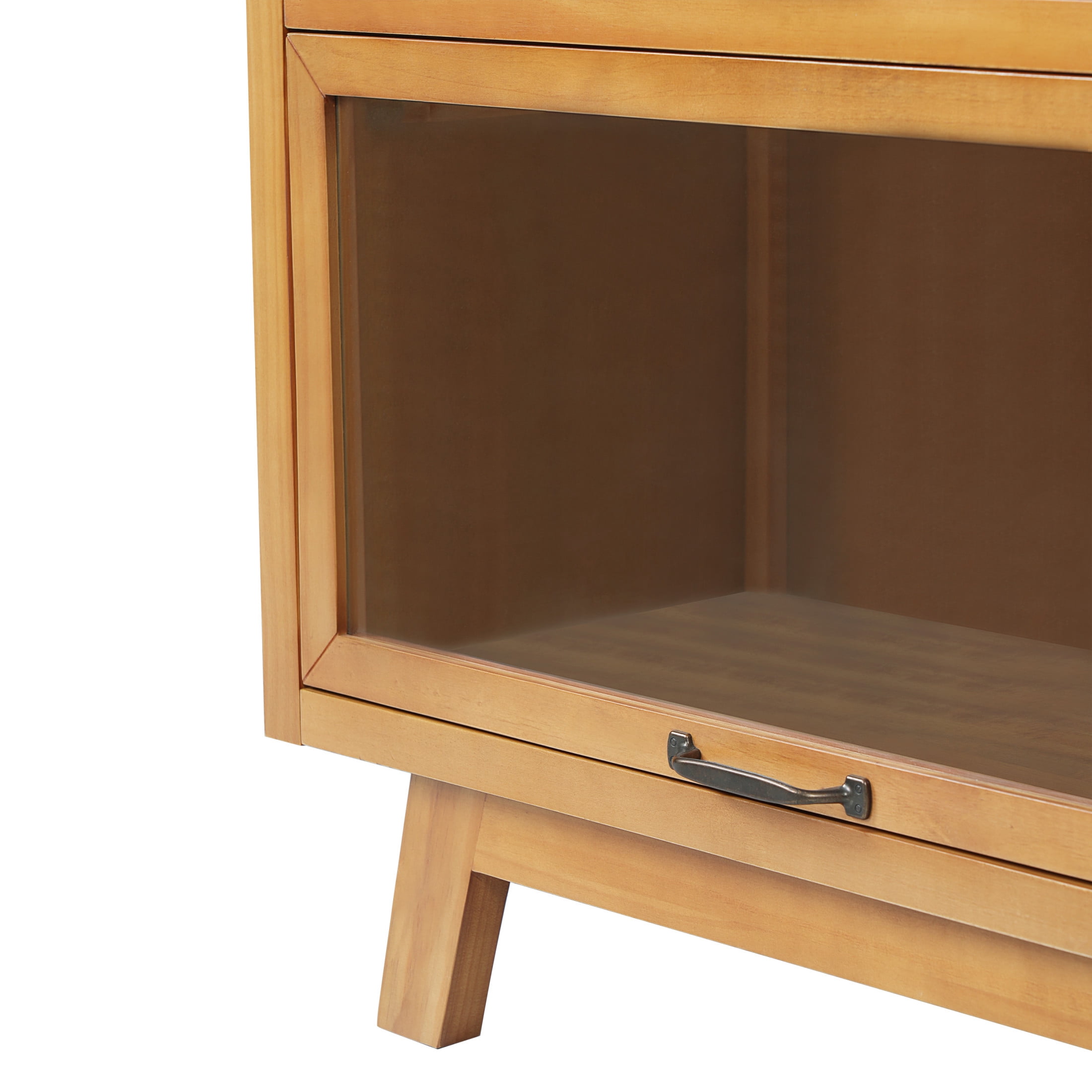 Christopher Knight Home Storage Cabinet with 4 Glass Doors, Display Cabinet with Tapered Legs, Natural