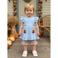 thumbnail image 6 of RUINIXCW Toddler Baby Girl Halloween Thanksgiving Outfit Infant Baby Girls Summer Fall Clothes Turkey Pumpkin Flying Sleeve Babydoll Shirt Tops and Shorts Set, 6 of 9