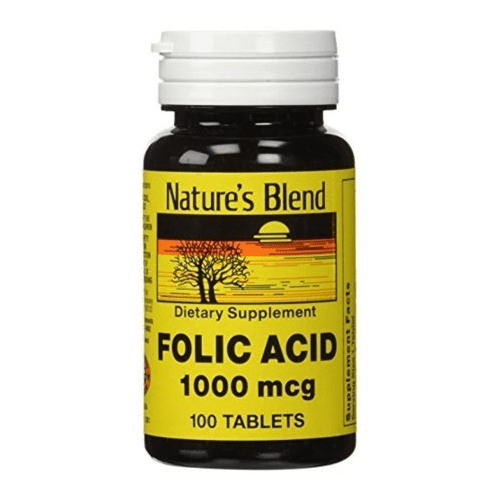 Nature's Blend Folic Acid Dietary Supplement, 1000 tablets
