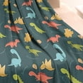 thumbnail image 3 of DarkGreen Cartoon Dinosaurs Pattern Blanket,Comfortable Soft Flannel Throw Blanket,All Season,Warm Lightweight Blankets for Sofa Bed Couch Living Room Chair,30"x40", 3 of 4