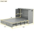 thumbnail image 2 of Harper & Bright Designs Full Size Murphy Bed Wall Bed with Storage Drawers, Wood Murphy Bed Chest with Sockets & USB Ports, Pulley Structure Design, Gray, 2 of 14