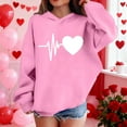 thumbnail image 3 of Sudadera con capucha y estampado de corazón de San Valentín, sudadera de manga larga para niños y niñas, chaqueta para niñas de talla mediana y grande., 3 of 7