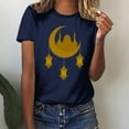 thumbnail image 2 of Penkiiy Happy Ramadan Tops Blouse for Women Women's Funny Printed Pattern Casual Fashion Soild Color Short Sleeve Tops Blouse M Navy, 2 of 6