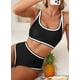 thumbnail image 4 of Conjunto de bikini Herseas para mujer, negro, talle alto, acolchado, XL, 4 of 6