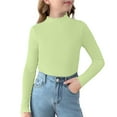 thumbnail image 2 of DxhmoneyHX Girls Sweater Lettuce Trim Mock Neck Long Sleeve Shirts Ribbed Knit Slim Fit Base Layer Tops Fall Winter Tees Blouse 1-12 Years, 2 of 7