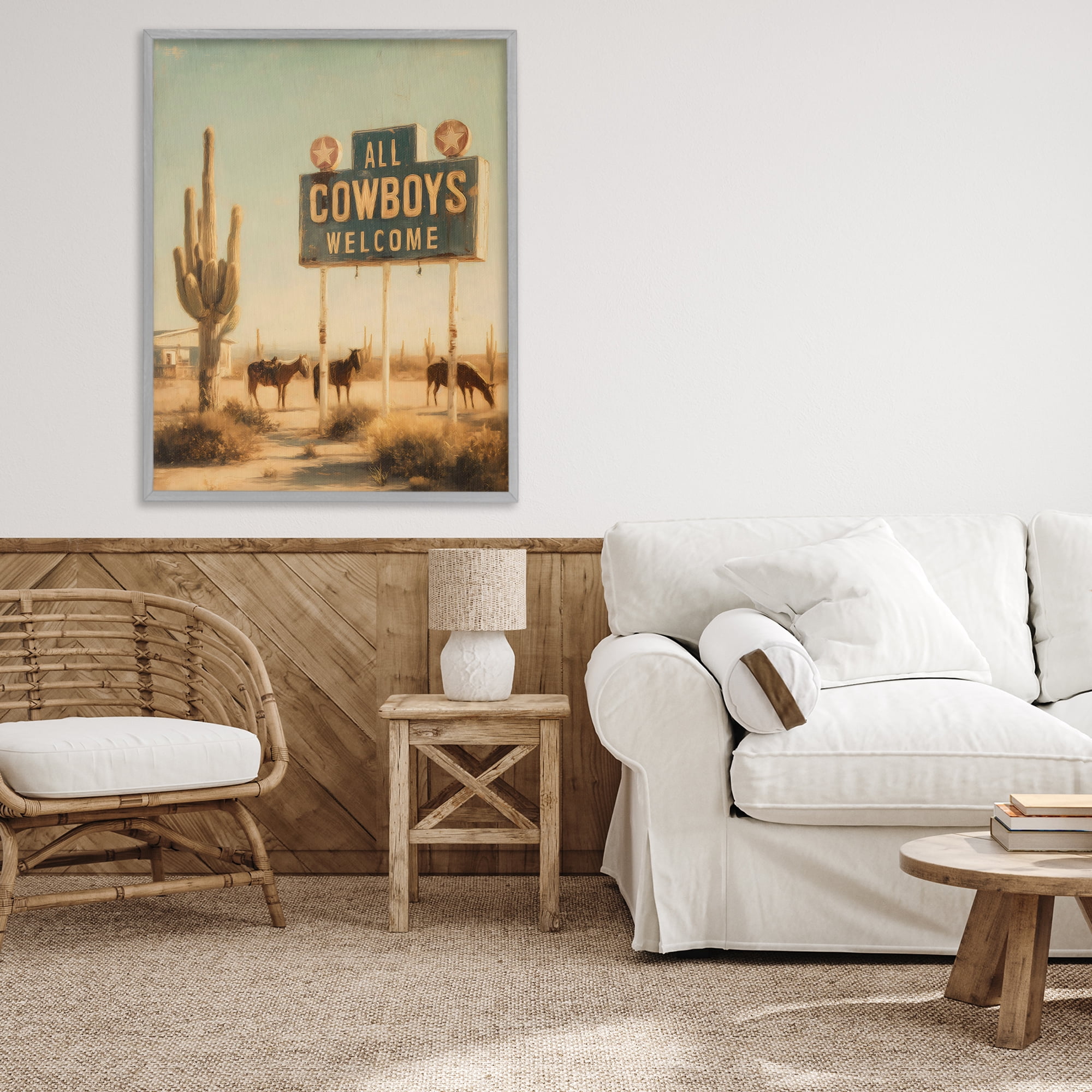Stupell Industries All Cowboys Welcome Desert Gray Framed Giclee Art, design by Arlington Prints