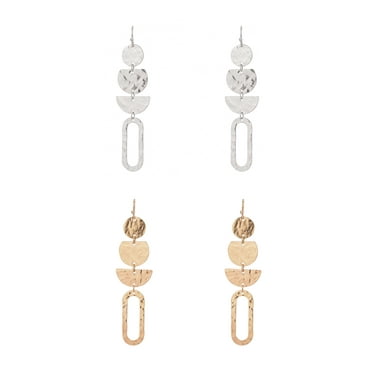 The Pioneer Woman - Women's Jewelry, Soft Silver-tone and Soft Gold-tone Metal Drop Duo Earring Set