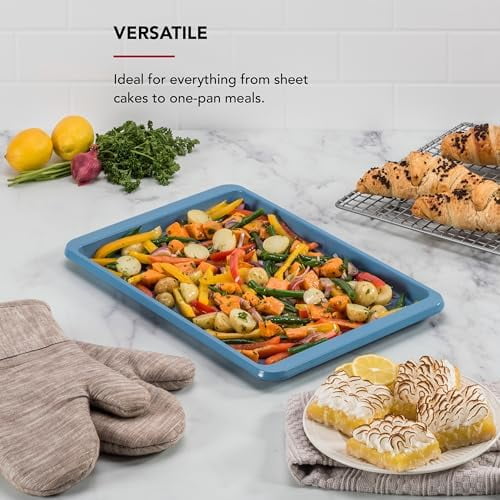 10x15in Nonstick Aluminized Steel Baking Sheet, Blue Velvet