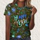 thumbnail image 4 of Camisetas Casuales de Mujer Año Nuevo Impreso Suéter de Manga Corta Cuello Redondo, Top de Moda para el Uso Diario, 4 of 4