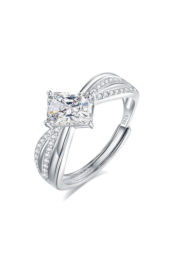 Moissanite Engagement Rings for Women 1CT Adjustable D Color VVS1 Clarity Emerald/Radiant Cut Diamond Ring 925 Sterling Silver Wedding Rings